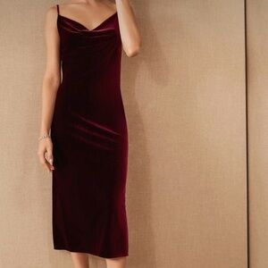 Jenny Yoo Velvet Backless Dress in Rich Brown